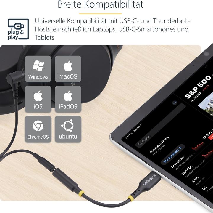 Produktbild StarTech Adap USB-C to 3.5mm Audio (M/F) (0.13 m)