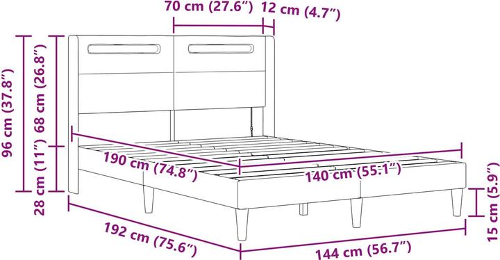 Image du produit vidaXL Modernes Bett (140 x 190 cm)