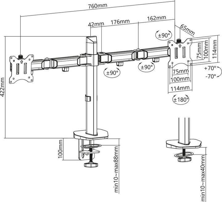 Produktbild ACT Monitor Desk Mount, 2 screens up to 32ö, gray (Tisch, 32")