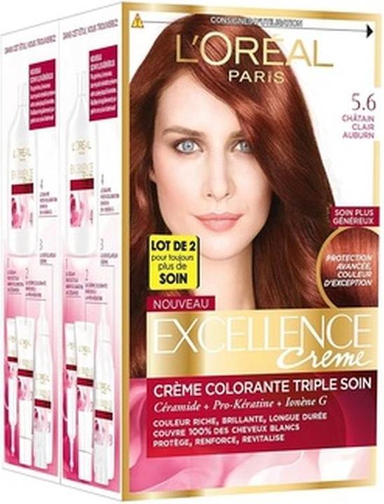 L'Oréal Paris Excellence Hair Color Chestnut Brown Triple Care 5.60 Auburn (5.60 Auburn)