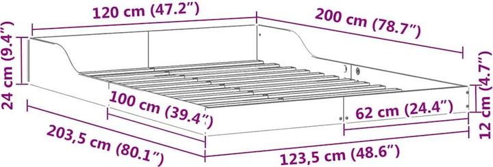 Actual product image vidaXL Plattformbettgestell (120 x 200 cm)