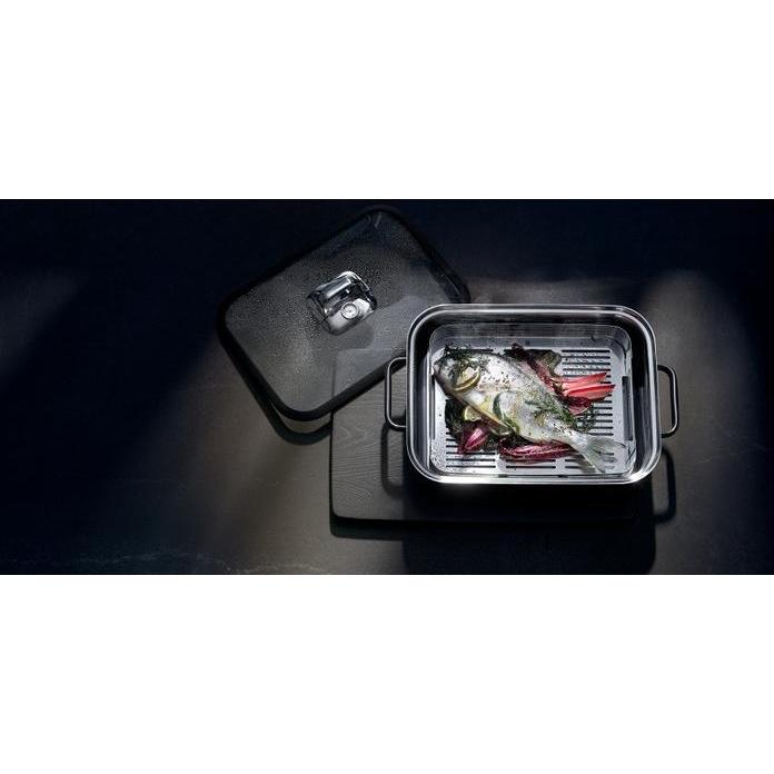 WMF Reserveonderdeel glazen deksel 22 cm, deksel voor snelkookpannen 3 l, 4,5 l, 6,5 l en 8,5 l, hittebestendig glas, kunststof handvat, vaatwasmachinebestendig