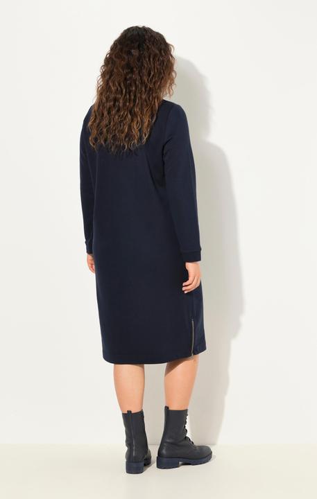 Image du produit Ulla Popken Robe en molleton, décolleté rond et manches longues. Lien fantaisie et poches. (50, 52)
