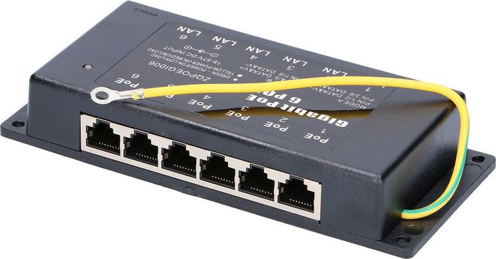Produktbild Extralink POE INJECTOR 6 PORT GIGABIT - - 6-Port Gigabit Ethernet (802.3af (PoE))