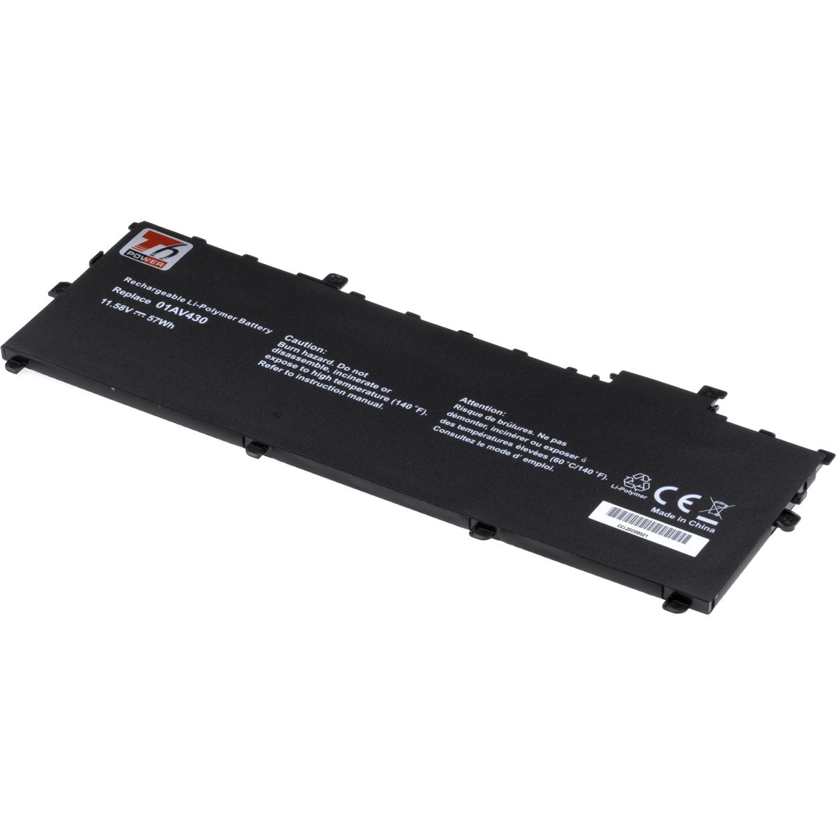 T6 Power Batteria Lenovo ThinkPad X1 Carbon 5a, 6a generazione,, 3 celle, Li-Pol (3 cubicoli, 4900 mAh), Batteria per notebook, Nero