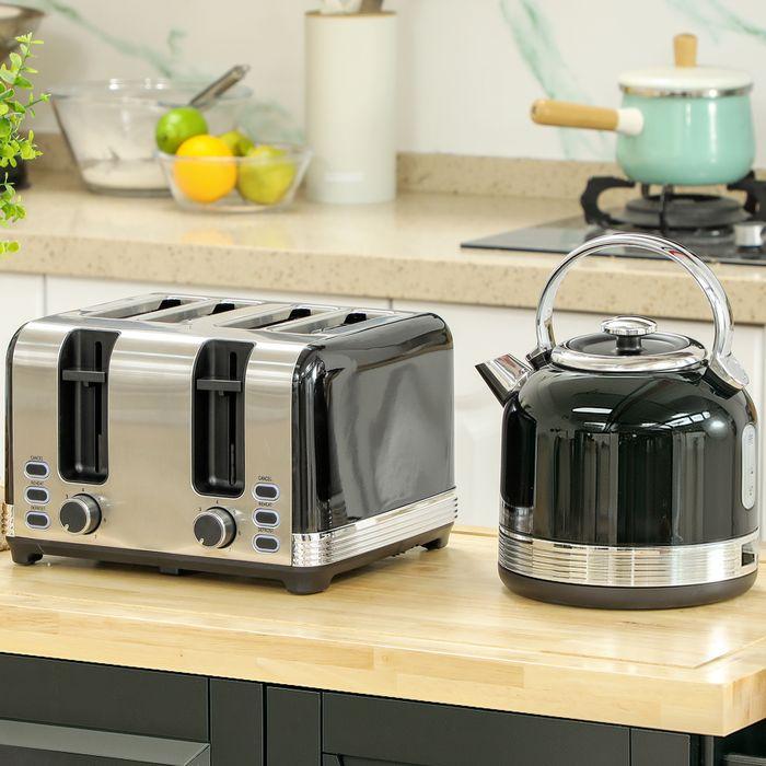 Actual product image Swisshandel24 Wasserkocher- und Toaster-Set, 7 Bräunungsstufen, 1,7 L, Kunststoff, Edelstahl, Schwarz (1.70 l)