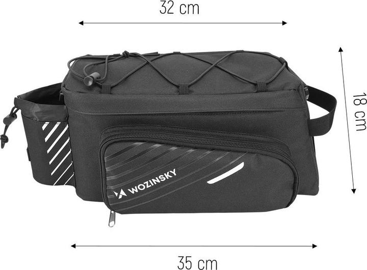 Produktbild Wozinsky bike carrier bag with 9l shoulder strap (rain cover included) black (WBB22BK) (9 l, Gepäckträgertasche)