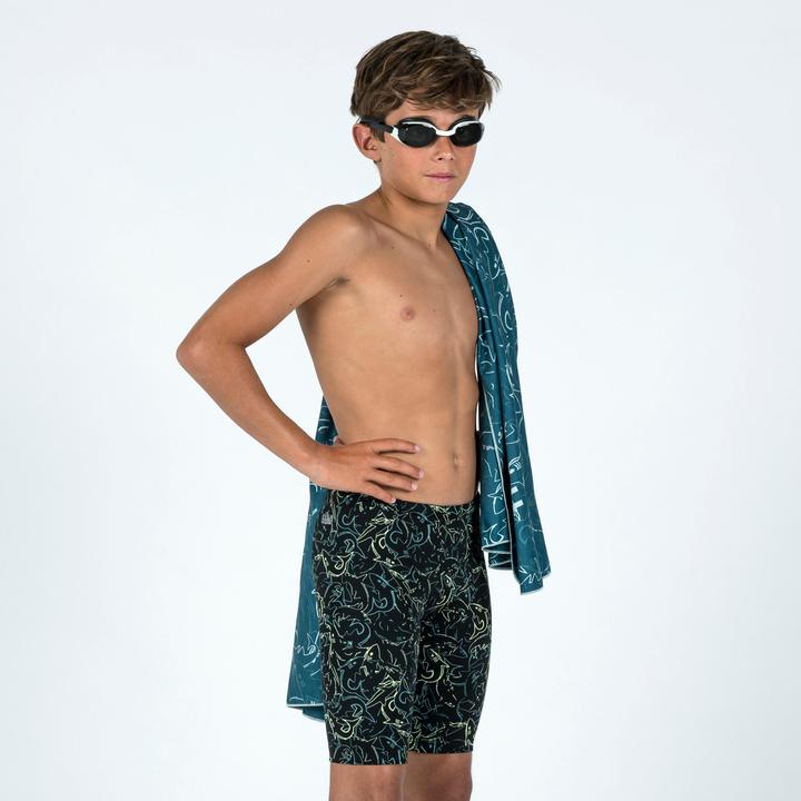 Actual product image Nabaiji Badehose Jammer Jungen - 500 Fitib Shark schwarz (140)