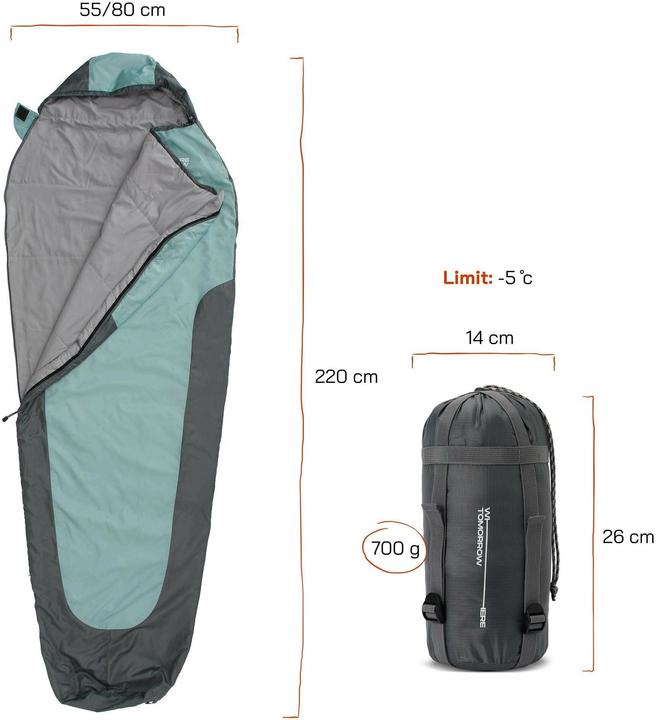 Produktbild Where Tomorrow Schlafsack ultraleicht Polyester, Petrol (200 cm)