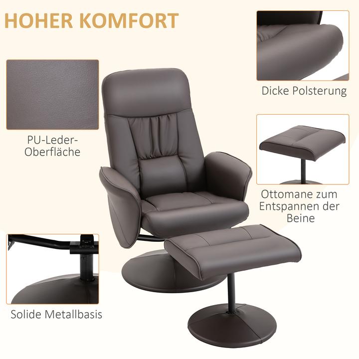 Produktbild Homcom Relaxsessel Metall, Kunstleder Braun