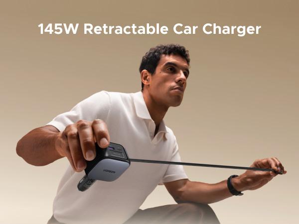 Actual product image Ugreen 2-Port Fast Charger 145W- Retractable Cable