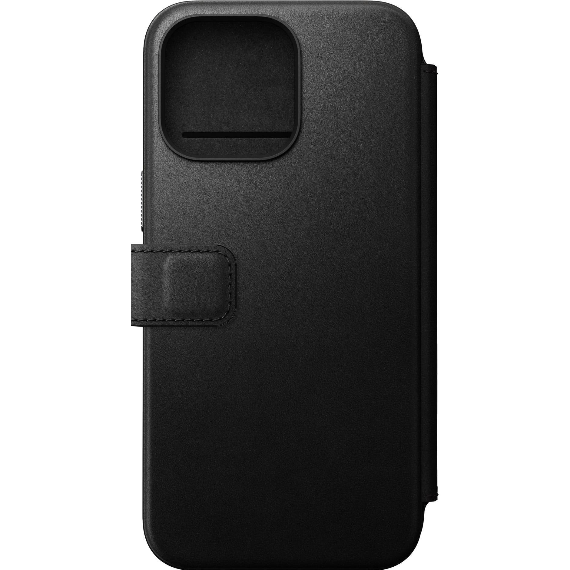 Nomad Modern Leather Folio iPhone 15 Pro Max Schwarz (Apple iPhone 15 Pro Max), Smartphone Hülle, Schwarz