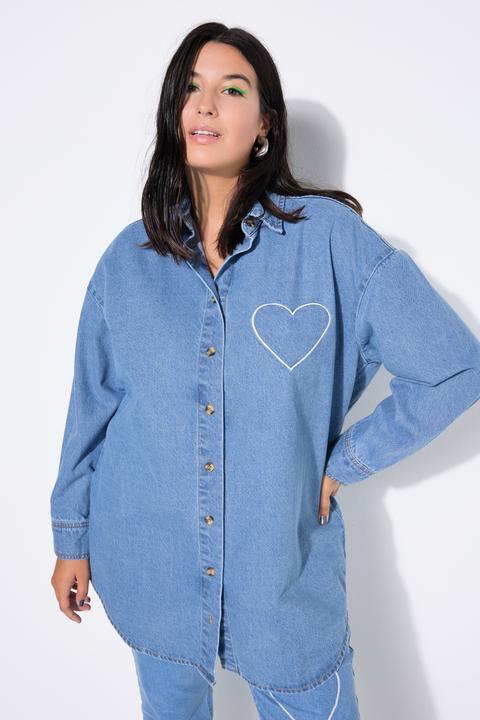 Immagine prodotto Studio Untold Camicia di jeans dal taglio oversize con ricamo con cuore (54)