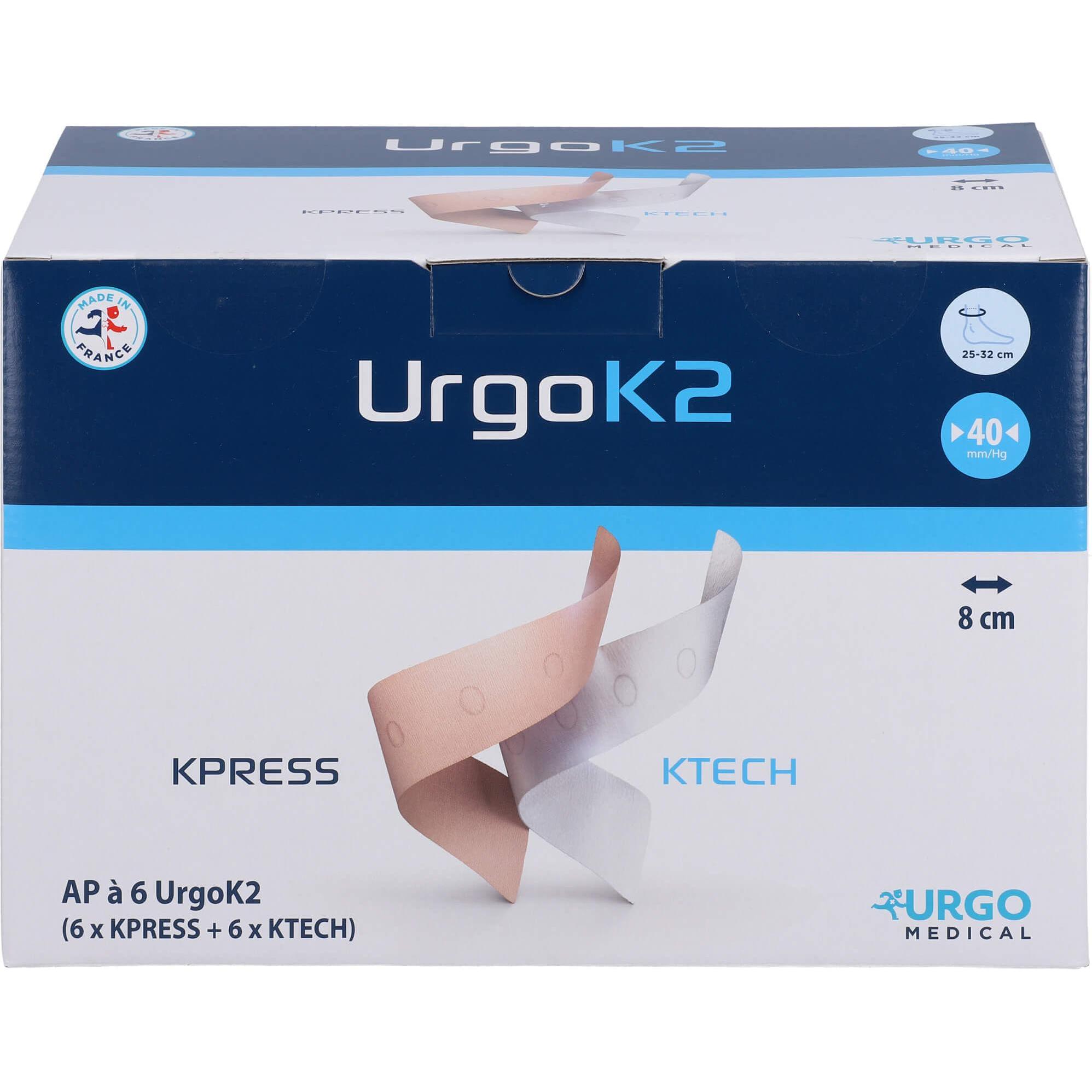Urgo, Verbandsmaterial, UrgoK2 Kompr.Syst.Knoechelumf.25-32cm 8cm breit, 6 St BIN