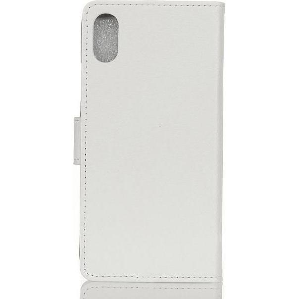 MU Classic Litchi Leder Bookcover Series (Sony Xperia L3), Smartphone Hülle, Weiss