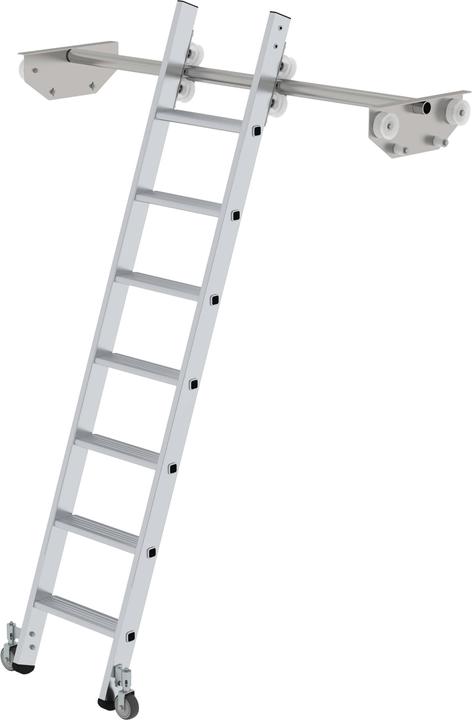 Produktbild Munk Stufen-Regalleiter fahrbar für Doppelregal 7 Stufen (Regalleiter, 203 cm)