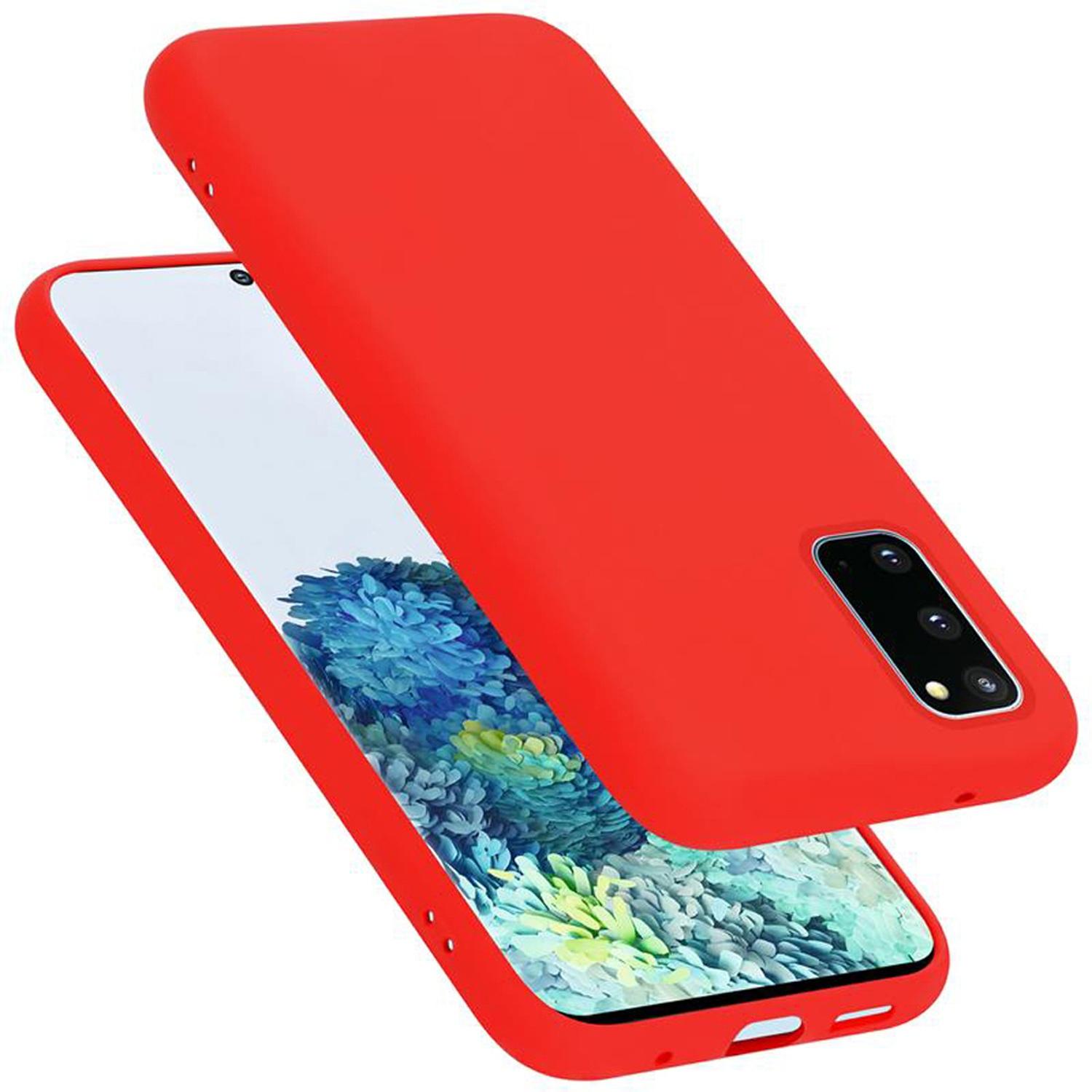 Cadorabo TPU Liquid Silicone Case Cover (Samsung Galaxy S20+), Smartphone Hülle, Rot