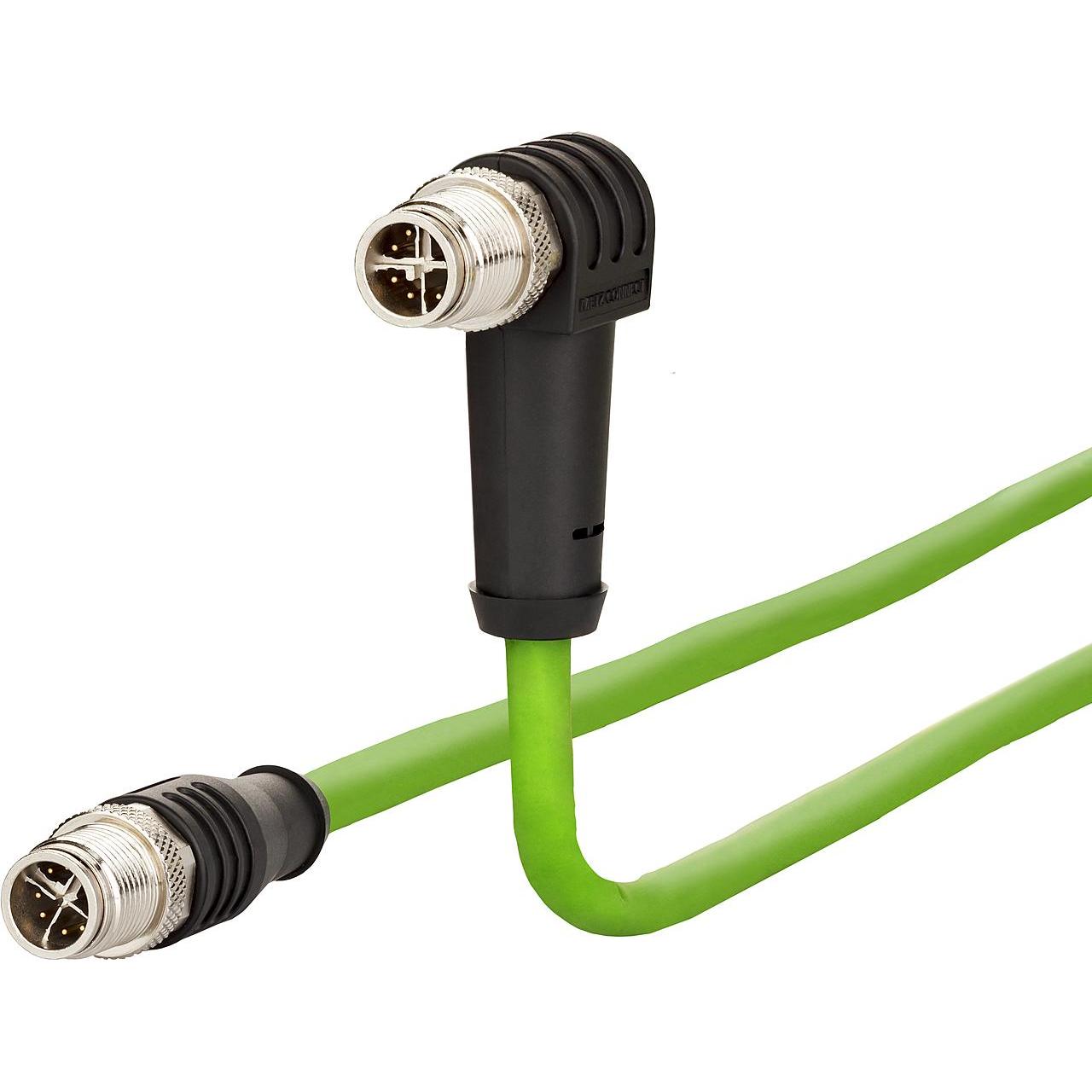 Metz Connect 142M2X1C010 - 1 m - Cat6a - M12 - M12 - Grün (S/FTP, CAT6a, 1 m), Netzwerkkabel
