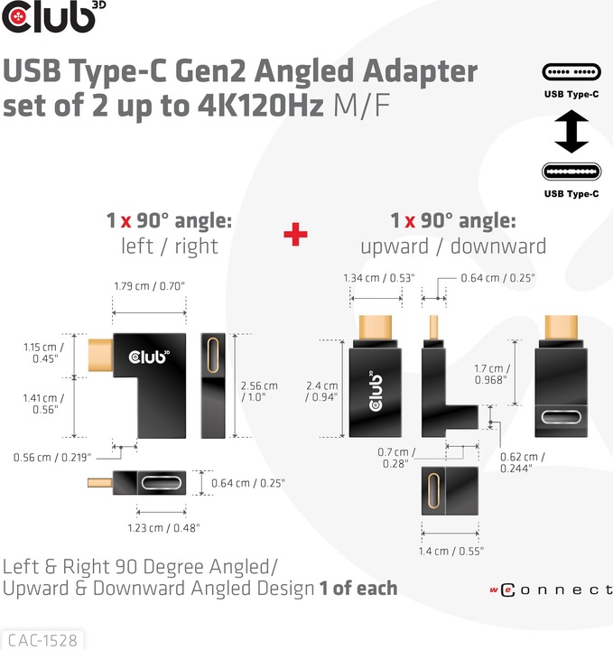 Productafbeelding Club 3D Club3D Adapter USB 3.2 Type C <> USB 3.2 Type C St/B (USB 3.2 Gen 2)