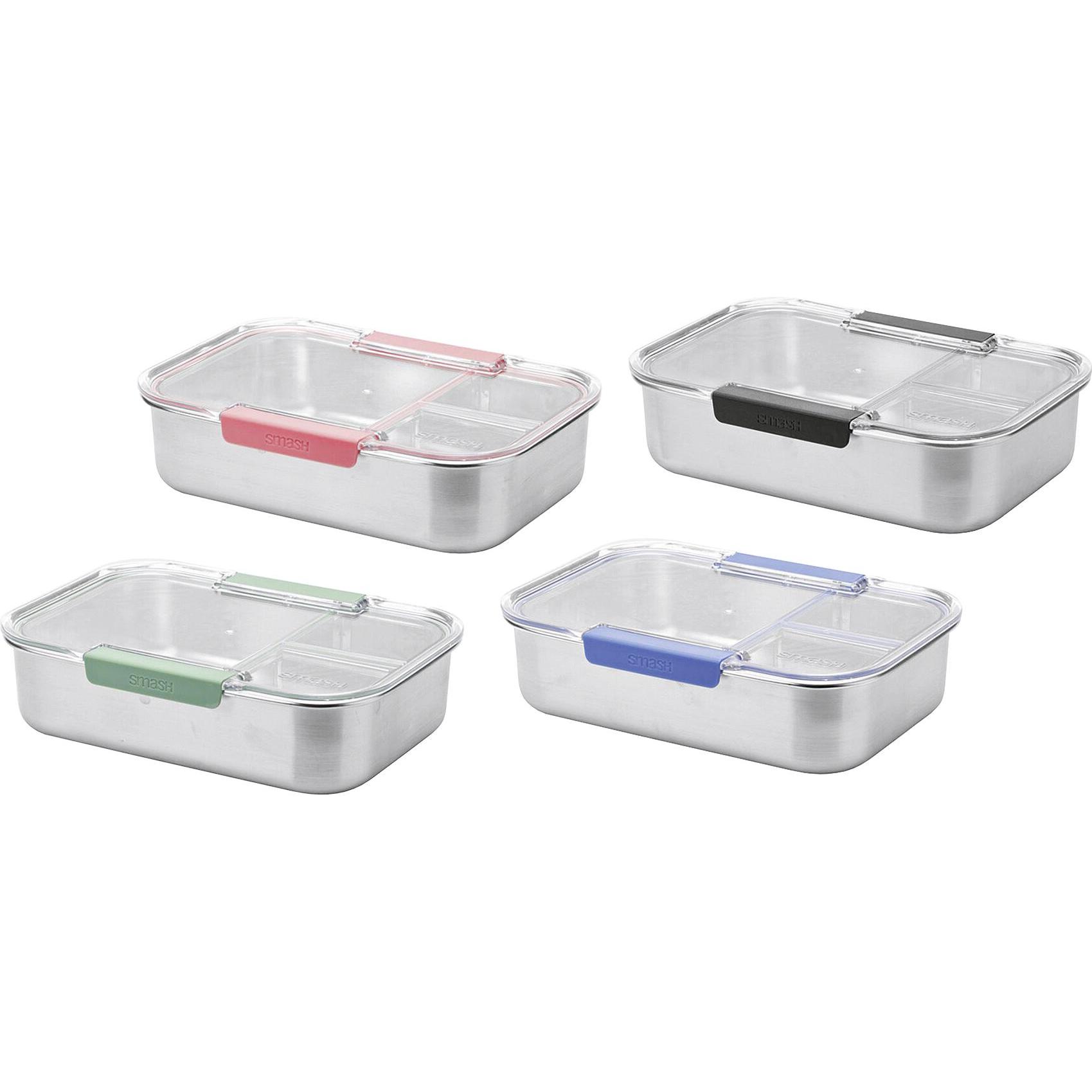 4x Smash Lunch Box 3er, Lunchbox, Silber