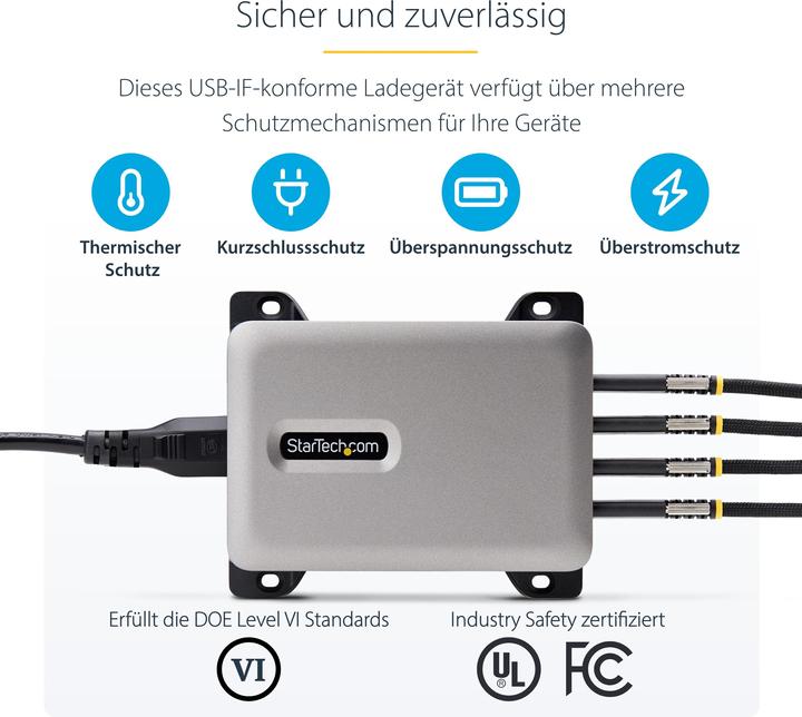Produktbild StarTech .com 424DEU-USB-C-CHARGER, Drinnen, AC, 28 V, 1,8 m, Grau (240 W)