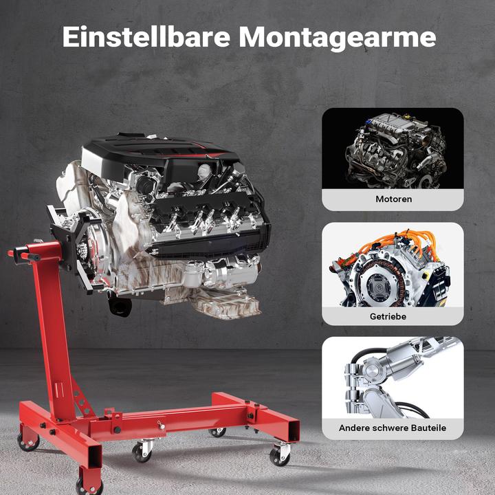 Image du produit Wiltec Motorständer bis 680kg Motorheber Lenkrollen Getriebeheber Motorhalterung