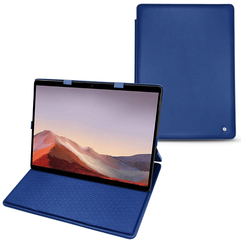 Noreve Lederschutzhülle vertikal (Microsoft Surface Pro X), Tablet Hülle, Blau