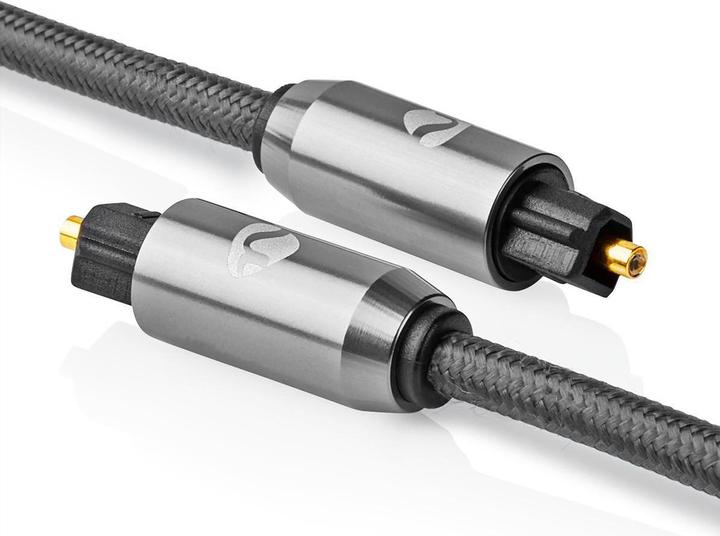 Produktbild Nedis Optisches Audiokabel | Toslink Stecker | Toslink Stecker | 2.00 m | rund | Baumwolle | Gun Met (2 m, TOSLINK)