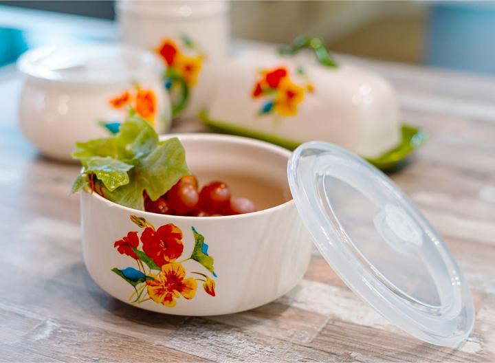 Produktbild neuetischkultur Mikrowellen Keramik Schüssel 900 ml Kapuzinerkresse (0.90 l)