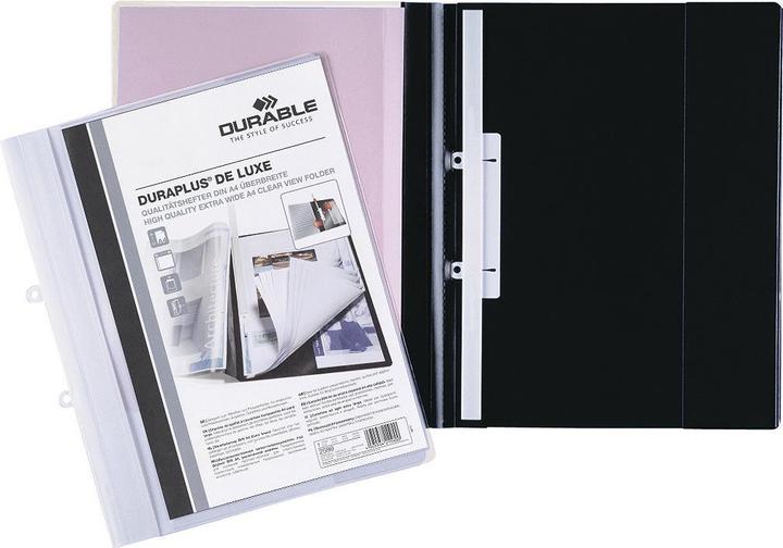 Produktbild Durable Schnellhefter DURAPLUS de Luxe, DIN A4, schwarz aus extra starker Folie, transparenter Vorderdeckel (A4, 25x)