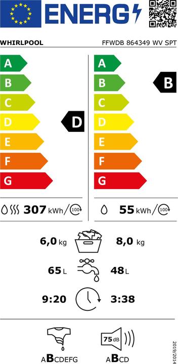 Energie-Label Whirlpool FFWDB 864349 WV SPT