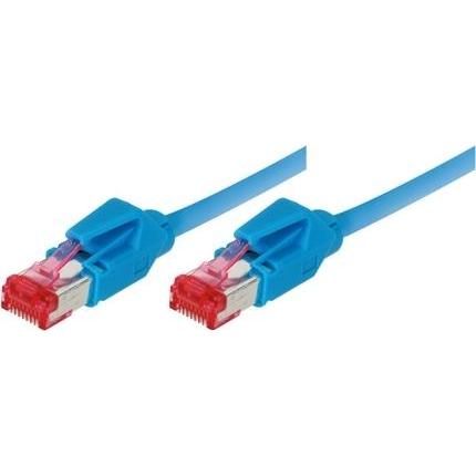 Tecline Patchkabel S/FTP, PiMF, Cat 6, blau, 3.0 m halogenfrei, mit Draka-Kabel und Hirosesteckern TM21 (bis (S/FTP, CAT...