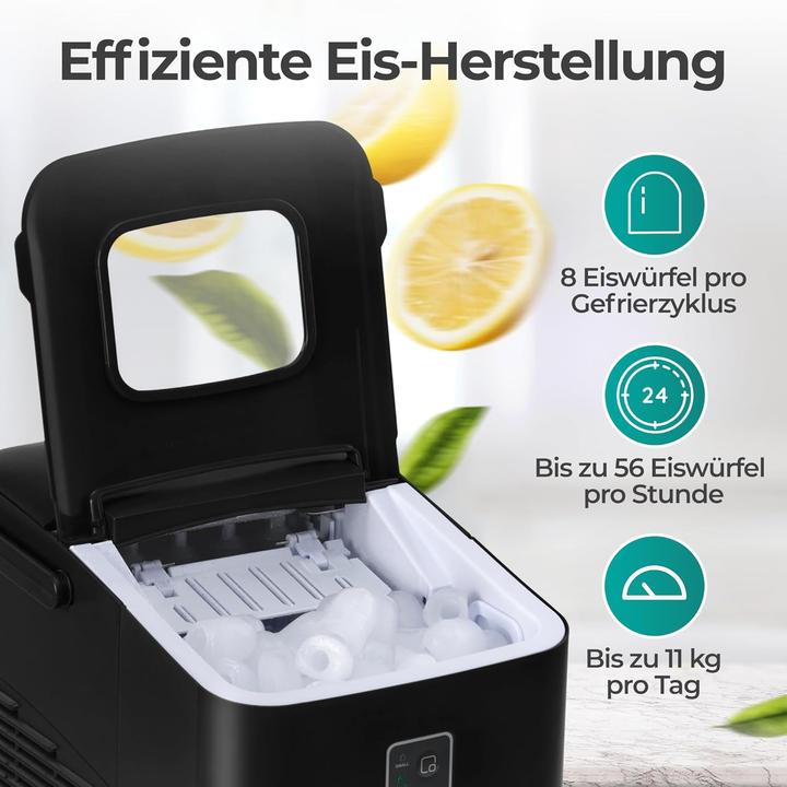 Produktbild KLAMER Eiswürfelmaschine klein (2025), 8 Eiswürfel in 8 Minuten, 11 kg Eiswürfel pro Tag, 2 Eis…