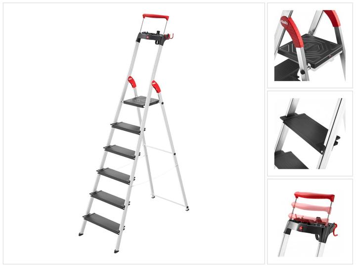 Produktbild Hailo L100 TopLine, Alu-Sicherheits-Stehleiter, 6 Stufen (Stehleiter, 170 cm)