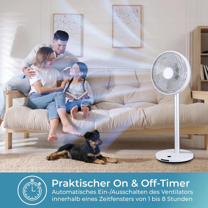 Actual product image KLAMER Silent Ventilator mit Fernbedienung, 12 Geschwindigkeitsstufen, autom. 90° Oszillation (57.90 dB)