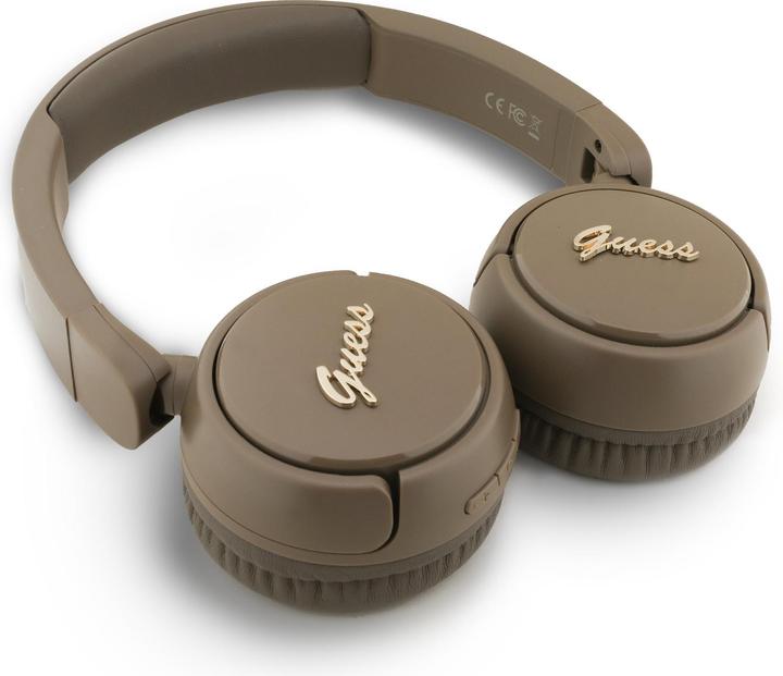 Productafbeelding Guess Headphones Bluetooth 5.3 Metal Logo Script brown (30 h, Draadloze)