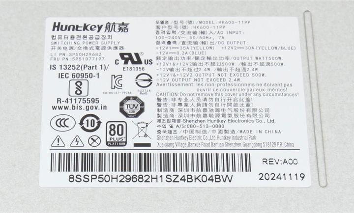 Actual product image Lenovo SP05H29599 (500 W)