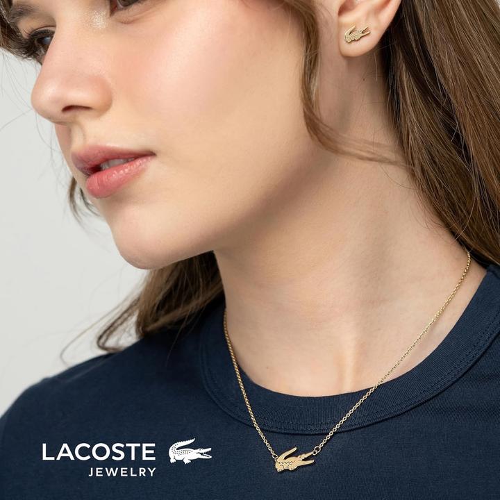Actual product image Lacoste - Original gold-plated crocodile earrings 2040051 (Stainless steel, Yellow gold)