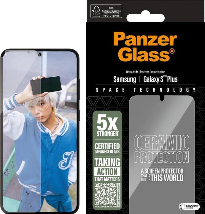 Actual product image PanzerGlass ® Ceramic Screen Protector Samsung Galaxy S 2025 Plus | Ultra-Wide Fit (1 Piece, Samsung Galaxy S25+, Samsung Galaxy S24+)