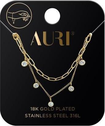 Immagine prodotto NoName Auriset - Bracciale placcato oro con clip e zirconi (6.30 cm, Pietra chirurgica in plastica)