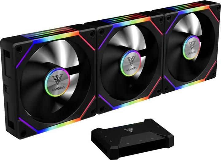 Produktbild Gamdias Lot de 3 Ventilateurs de boitier Aeolus P2U RGB - 12cm (Noir) (120 mm, 3x)