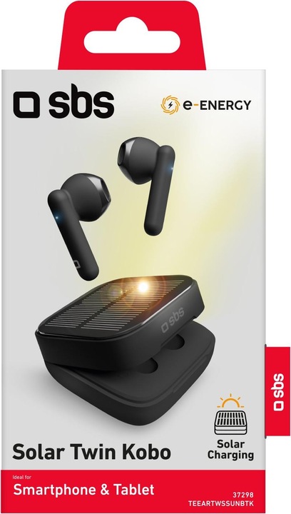 Immagine prodotto SBS TWS Twin KOBO con pannello solare 300mAh e stazione di ricarica nera (80 h, Senza fili)