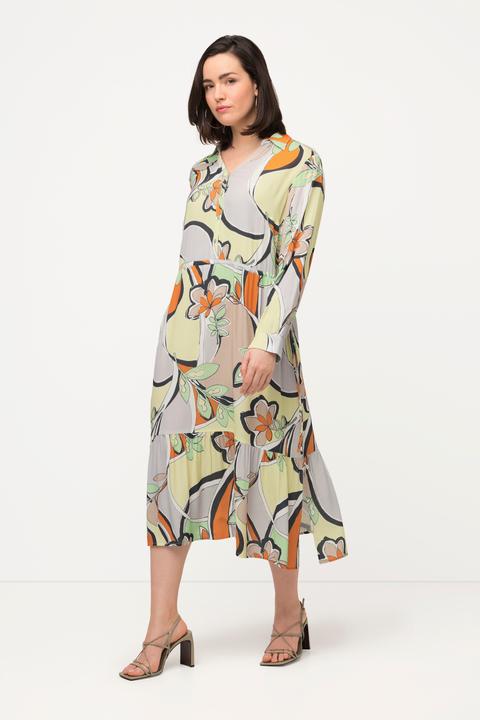 Immagine prodotto Ulla Popken Abito con design grafico, collo da camicia e maniche lunghe (48)