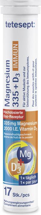 Actual product image Tetesept Magnesium 335 + D3 Immune (17 Piece, Effervescent tablet, 134 g)