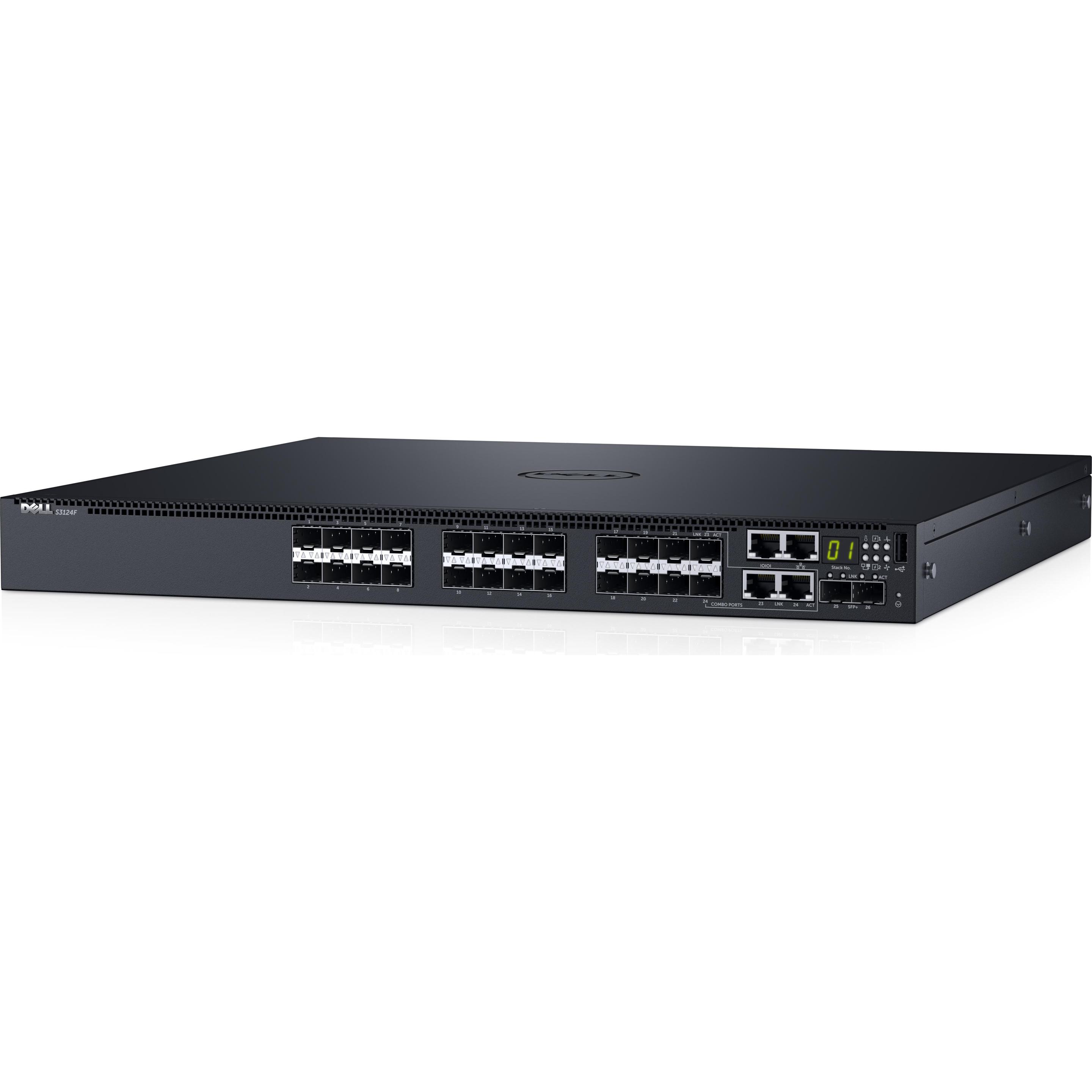 Dell Networking S3124F, 24xSFP 1Gbe (24 Ports), Netzwerk Switch, Schwarz