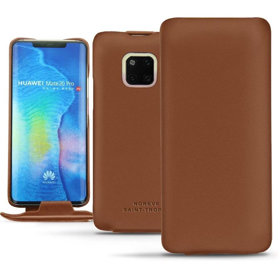 Noreve Lederschutzhülle vertikal (Huawei Mate 20 Pro), Smartphone Hülle, Braun
