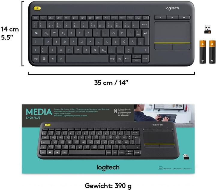 Produktbild Logitech K400 Plus (US, Kabellos)
