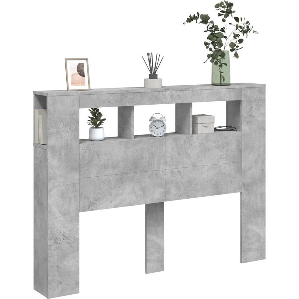 VidaXL, Bett Zubehör, LED-Kopfteil Betongrau 140x18,5x103,5 cm