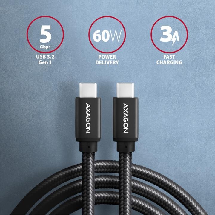 Immagine prodotto Axagon USB C – USB C (2 m, USB 3.2 Gen 1, 60 W)