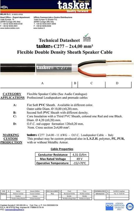 Actual product image Tasker Audio Cable, black, 100m, PVC 4.20x10.0mm (100 m, 4 mm²)